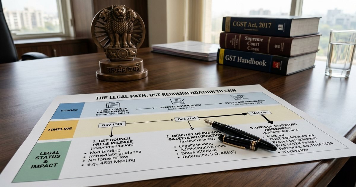 GST Council Recommendations vs Statutory Notifications: When Does a GST Decision Become Enforceable Law?